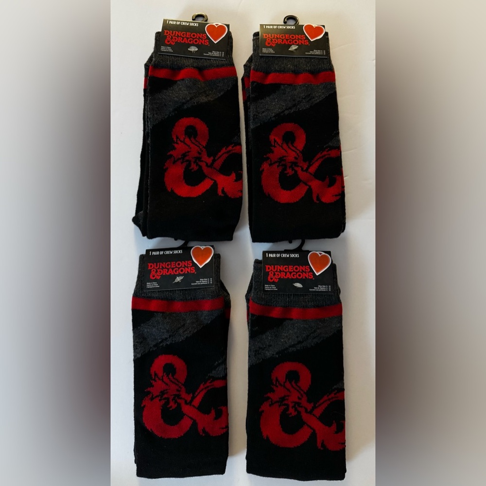 (Dungeon and Dragons) Black and Red Crew Socks